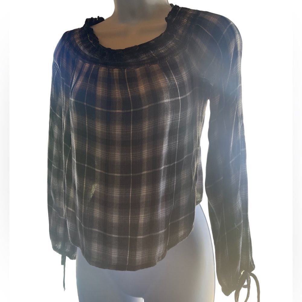 Mossimo Supply Plaid Off the Shoulder Top